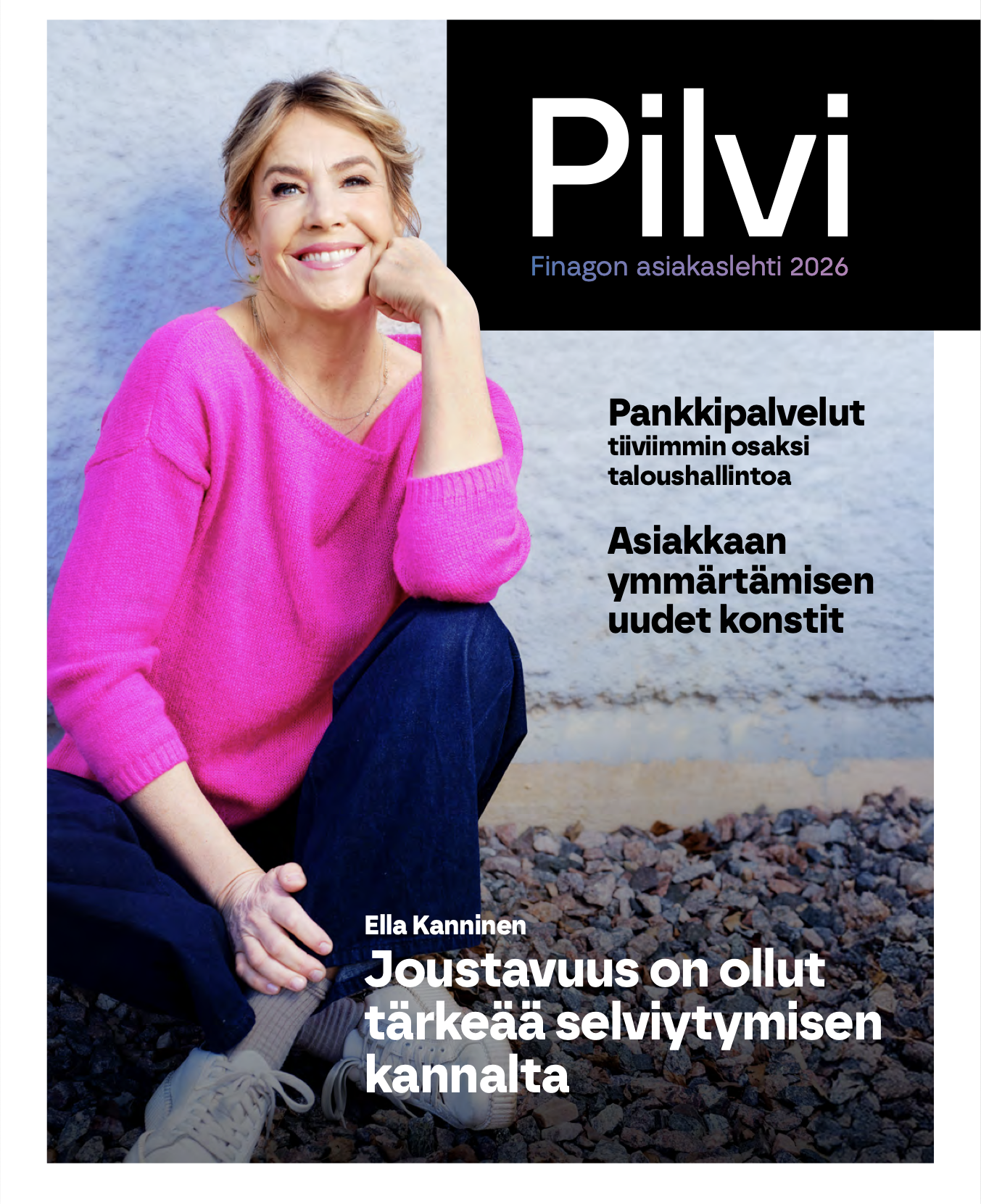 Finagon asiakaslehti Pilvi 2026. Kansikuvassa Ella Kanninen.