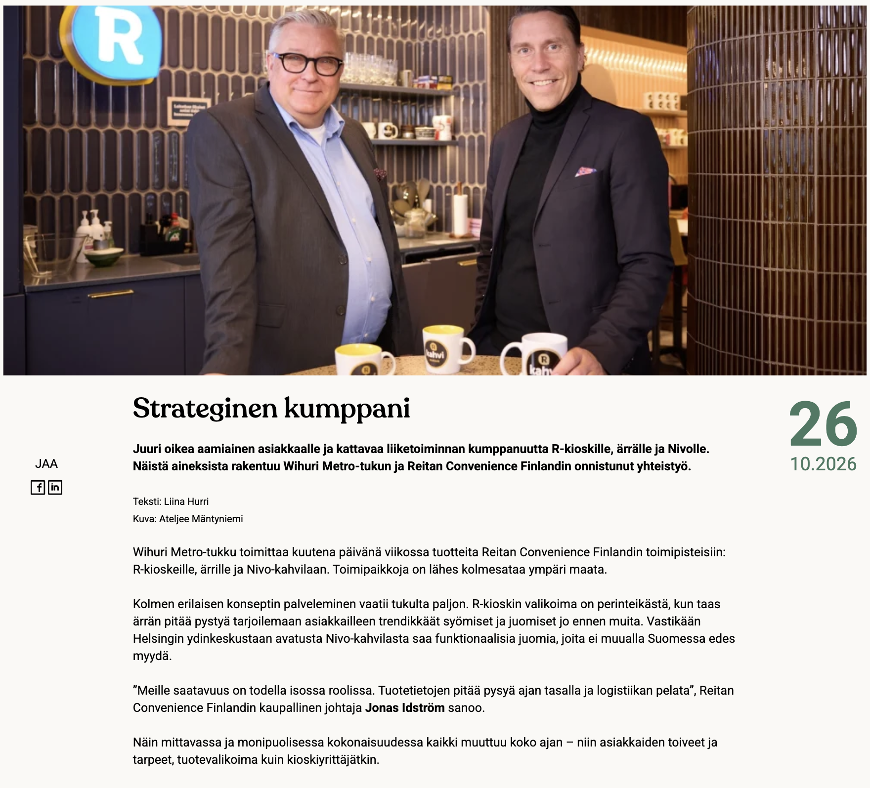 Kuvassa Jonas Idström ja Jarkko Salama