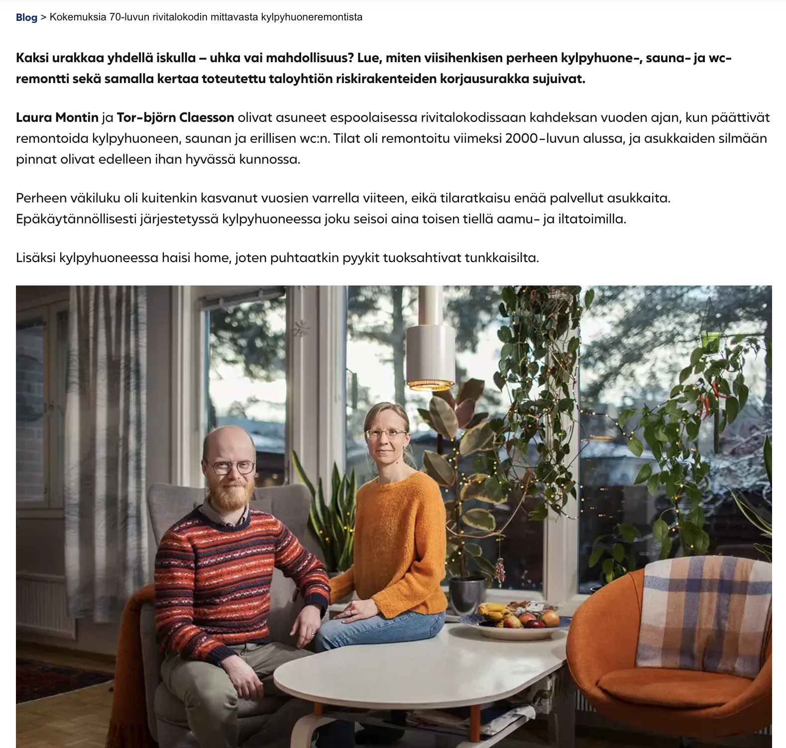 Asiakastarina Blosiukselle